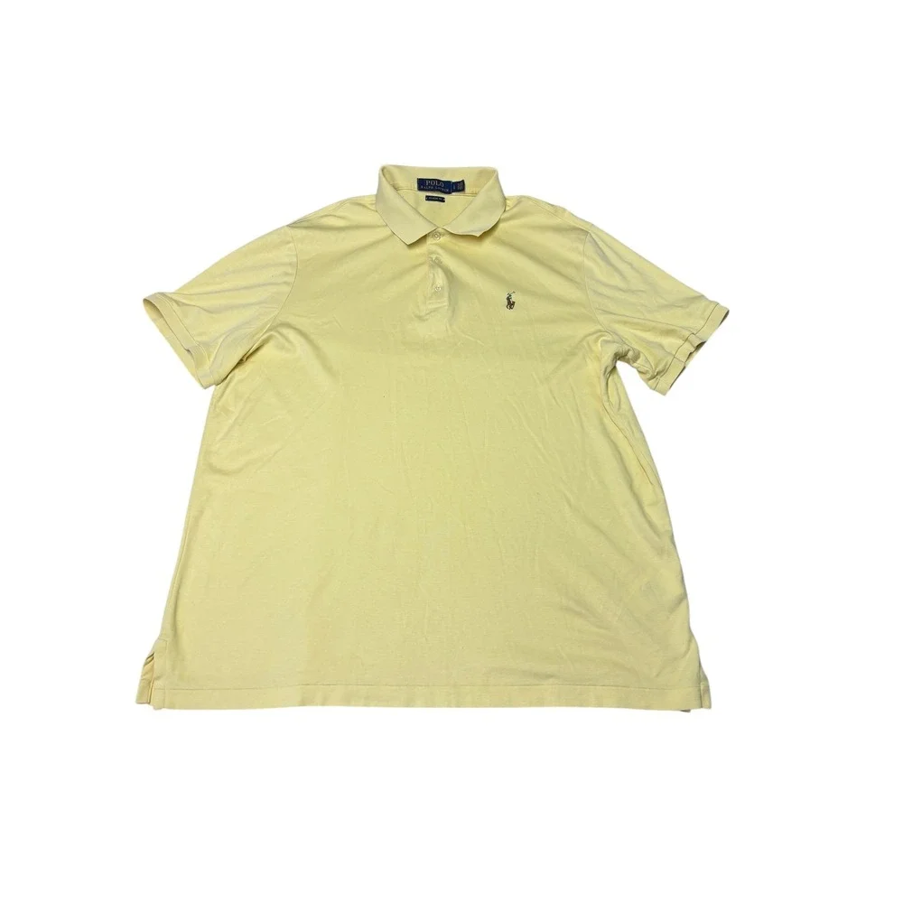 Polo Ralph Lauren Mens Classic Fit Cotton Polo Shirt Yellow Large LG Short